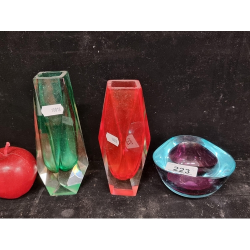 223 - Three impressive Murano art glass items; all possibly by Flavio Poli, circa 1960's. Including two ge... 