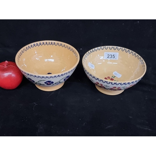 235 - Two Nicholas Mosse bowls, one in a Pansy pattern and one in Old Rose. In VGC