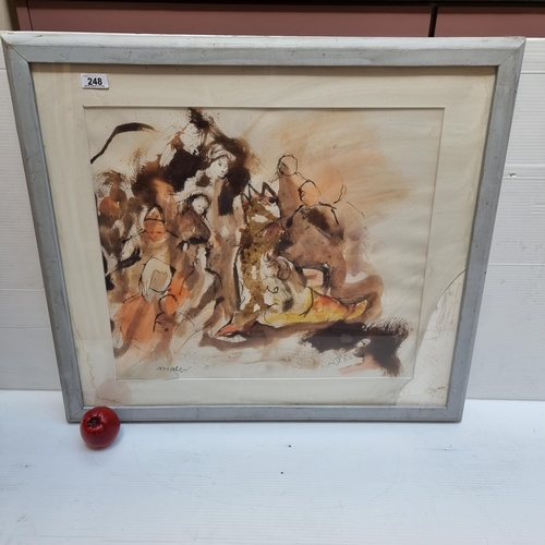 248 - A large framed original watercolour on paper painting by well known Irish artist John Maher, signed ... 