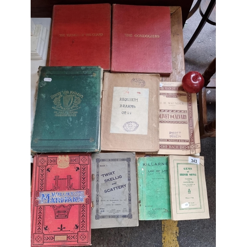 343 - Nine books and booklets of mostly Irish music interest, including ''Gems of Irish Song'' and 1859 ''... 