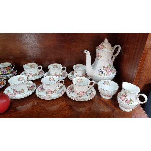 358 - A fifteen-piece coffee set of Royal Grafton Jacobean fine bone china in the ''Wild Rose'' pattern Wi... 