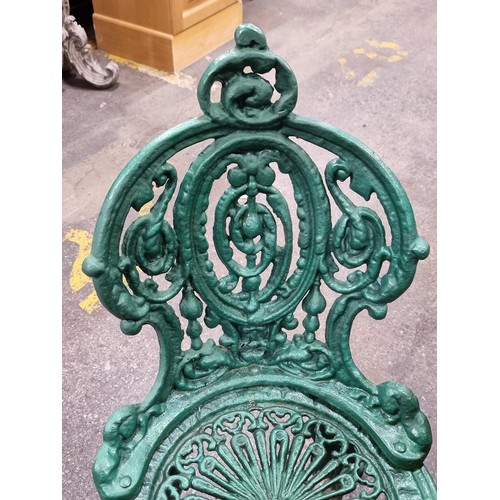 290 - Star Lot: Original Victorian very very heavy Fantastic 3 piece cast metal garden set with round tabl... 