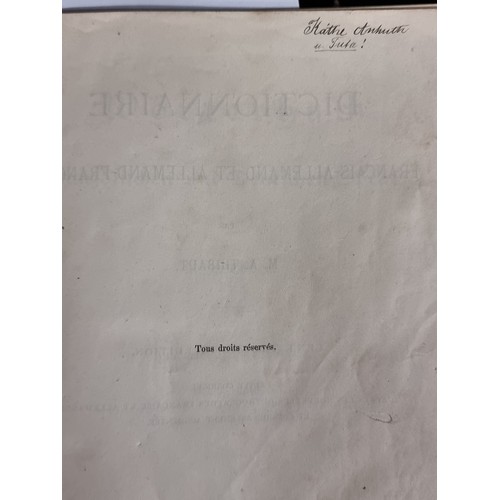 236 - A Large leather bound  hardback copy of a French/German dictionary compiled by M. A Thibaut. Publish... 