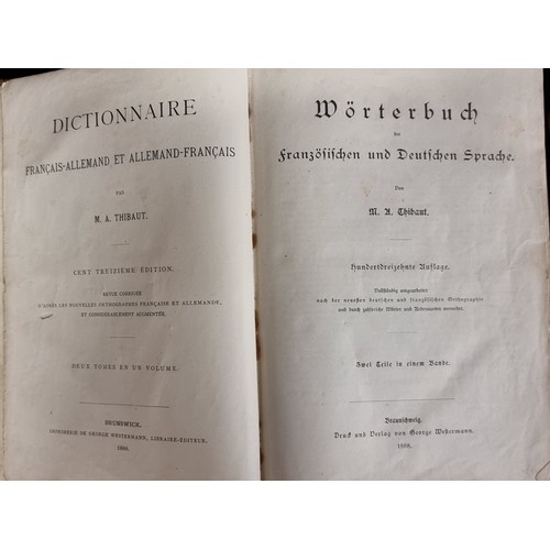 236 - A Large leather bound  hardback copy of a French/German dictionary compiled by M. A Thibaut. Publish... 