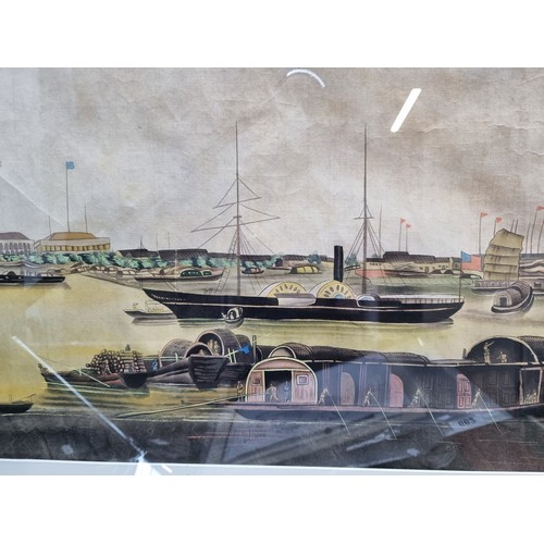 254 - An incredibly large original vintage watercolour on paper painting featuring a 19th century maritime... 