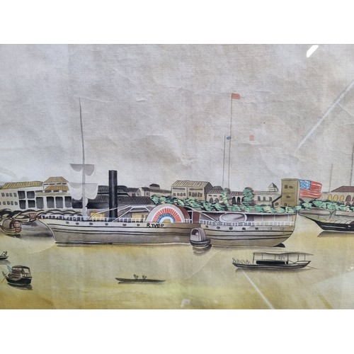 254 - An incredibly large original vintage watercolour on paper painting featuring a 19th century maritime... 