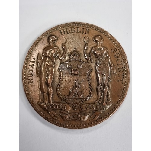 415 - A very interesting antique medallion from the Royal Dublin Society awarded to a  W Byrne for plumbin... 