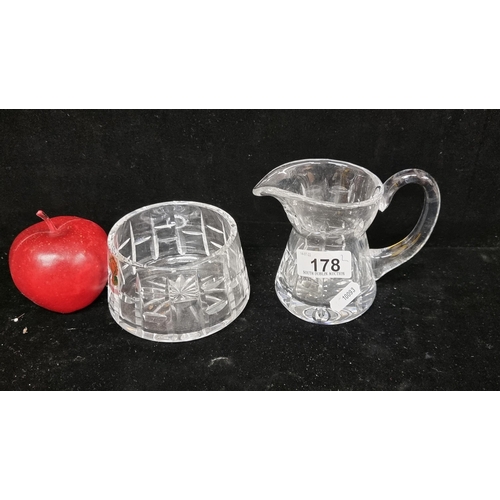 178 - Two vintage Waterford Crystal items consisting of a creamer and a sugar bowl. Made in Ireland, with ... 