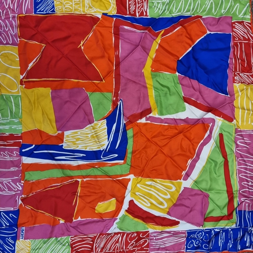 411 - A vivid multi-coloured abstract designer silk scarf by 