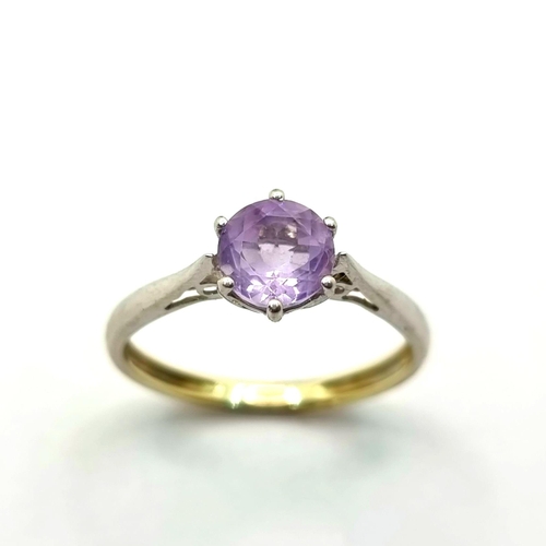 422 - A stunning Amethyst stone set 9ct Gold ring. Ring size: L. Weight: 1.4 grams.