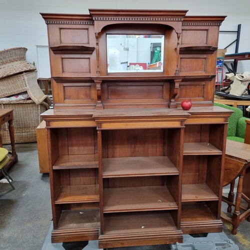 660 - A lovely Edwardian open sideboard with display gallery back with bevelled mirror inset and display s... 