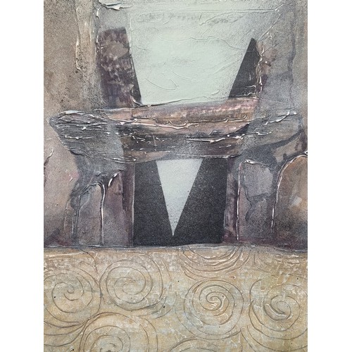 256 - Star Lot: An extremely large original mixed media work by Irish artist John Dunne, depicting an expl... 