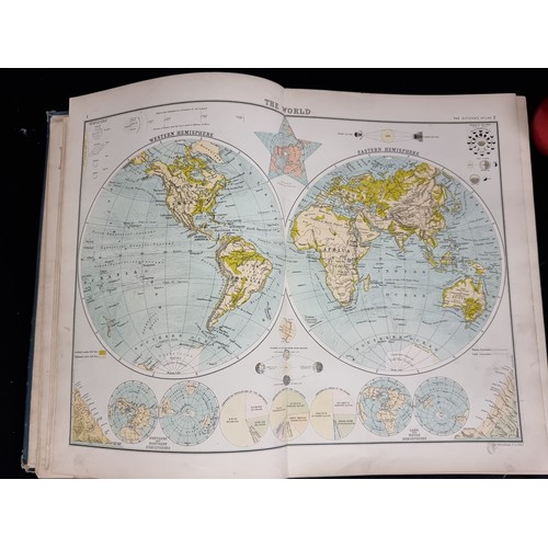 220 - A large, antique copy of the book ''The Citizen's Atlas'', edited by J. G Bartholomew in 1898. Conta... 