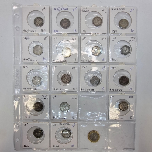 6 - A good collection of 17 6d silver Victorian coins, with a silver content of 92.5 % and dating from 1... 