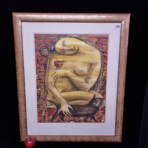 68 - Star Lot: An alluring original mixed media on paper work by the Ukranian Irish artist Ludmila Korol.... 