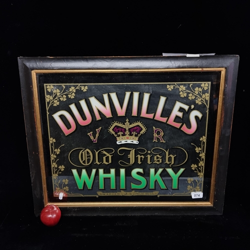 74 - Star Lot : A fantastic 100% original vintage advertising mirror for Dunville's Whiskey, housed in or... 