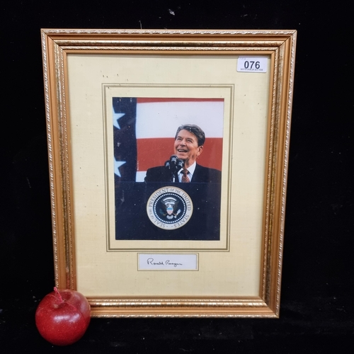 76 - A photograph of Ronald Reagan, 40th president of the United States, at the Reagan-Bush rally in New ... 