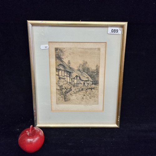 89 - A charming original antique etching by British artist Hilda Mary Pemberton (1885 - 1973) showing a p... 