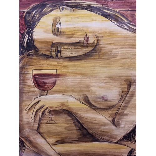 68 - Star Lot: An alluring original mixed media on paper work by the Ukranian Irish artist Ludmila Korol.... 