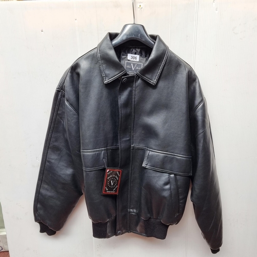 306 - An Alta Moda black leather jacket in size XL, brand new with original tags.