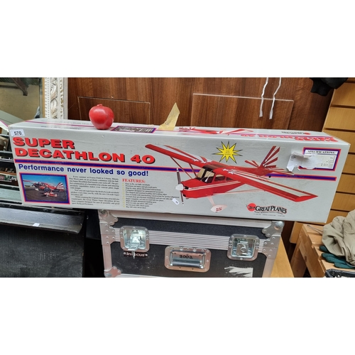 570 - A super Decathalon 40 model plane by Greatplanes. In original box brand new has never been made, wit... 