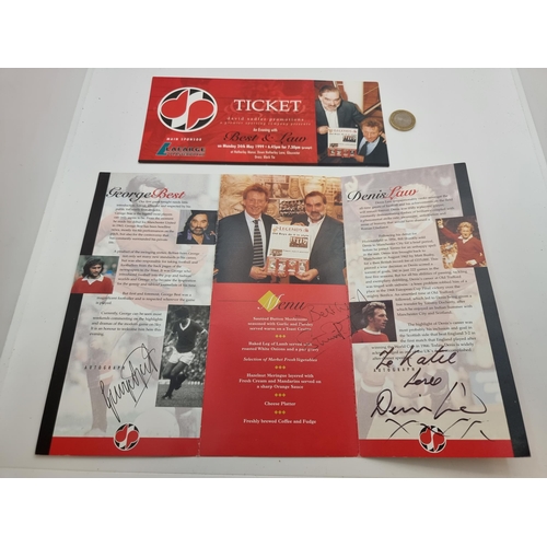 740 - A hand signed ticket to an Evening with Best And Law 1999 signed By George Best and Dennis law along... 