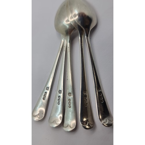 537 - Five sterling silver teaspoons, hallmarked Sheffield, 1942. Makers mark states 