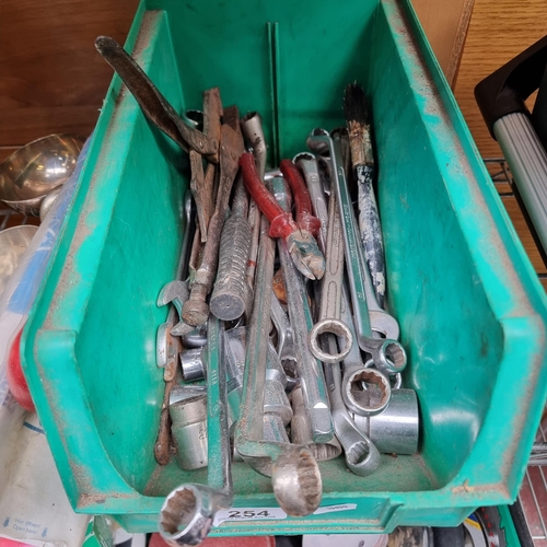 254 - A large selection of tools including socket wrenches, wire cutters and vice grips.