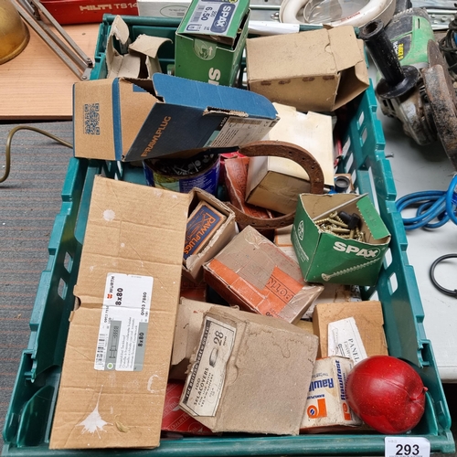 293 - A large Fukkl crate  of builders fixings tems, including raw plugs,  screws etc €100s worth