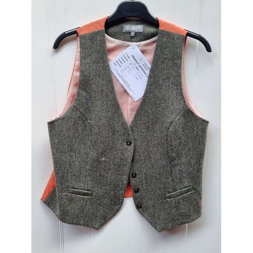 251 - A selection of six exquisite Irish made waist coats in tweed, herringbone and woven wool including a... 