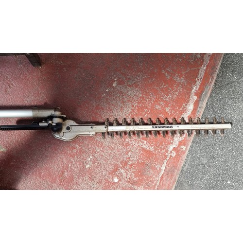 258 - A very tall long reach hedge trimmer approximately 260cm in length with a Laserout blade with trimmi... 