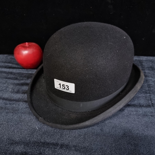 153 - A very high quality beaver bowler hat by Pytchley made in England with a Callaghans of Dames street ... 