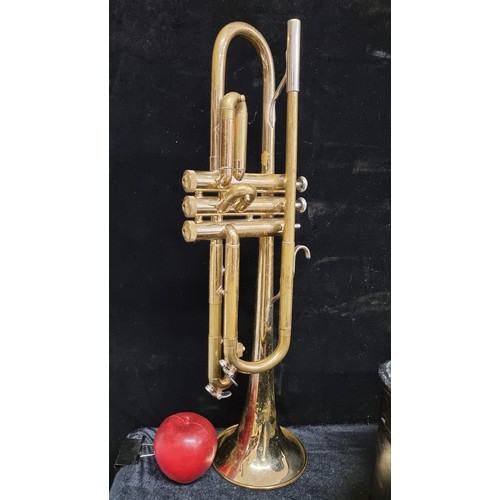 119 - A brass Rosehill trumpet (Model Number 932896) with an ML bore, accompanied by a Vincent Bach Corp 7... 