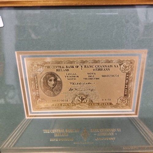 612 - Two framed limited edition (490 & 856/7500) Lady Lavery notes, made of 99.9% pure gold - one 1 pound... 