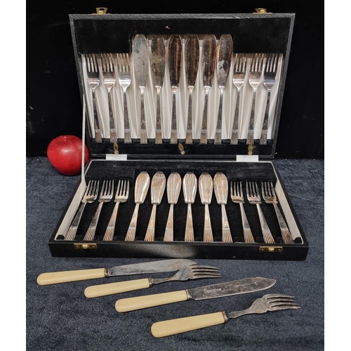 106 - A high quality, complete 24 piece cutlery canteen, containing heavy EPNS cutlery including four supp... 