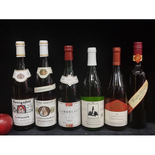 140 - A selection of six sealed bottles of wine including a bottle of 1996 Montana Marlborough Chardonnay,... 