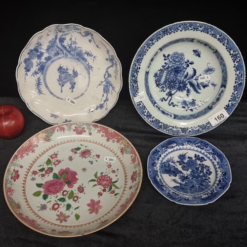 160 - A selection of antique Chinese plates of largely 18th century origin. Including a large unusual fami... 