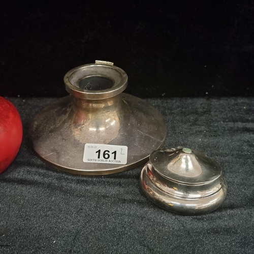 161 - Two sterling silver antique items, including a pill box hallmarked William Comyns & Sons, with a tur... 