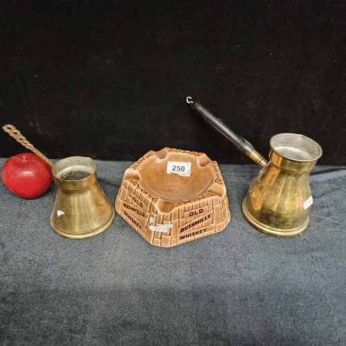 250 - Three objects including an advertising ceramic ashtray by Arklow pottery for Old Bushmill's Whiskey,... 