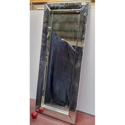 305 - A stylish large contemporary mirror with bevelled glass throughout. Ideal for landscape or portrait ... 