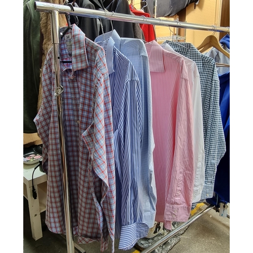 340 - A selection of six men's cotton shirts. They are all in a 17.5 size. Including examples by Thomas Pi... 