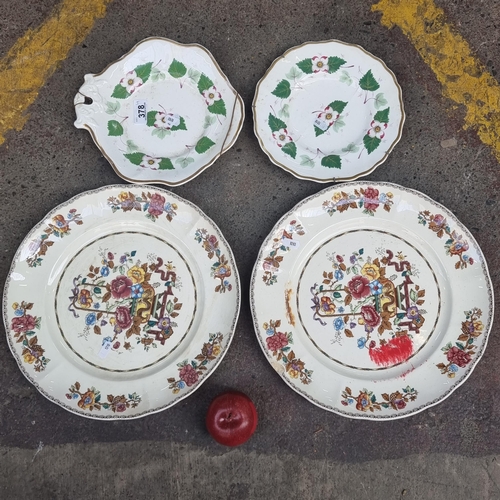 378 - Four ceramic plates, including two large chargers in the San Claudio pattern by 