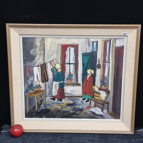 87 - Star Lot : A speculative lot. A large original oil on board painting showing an Irish school style t... 