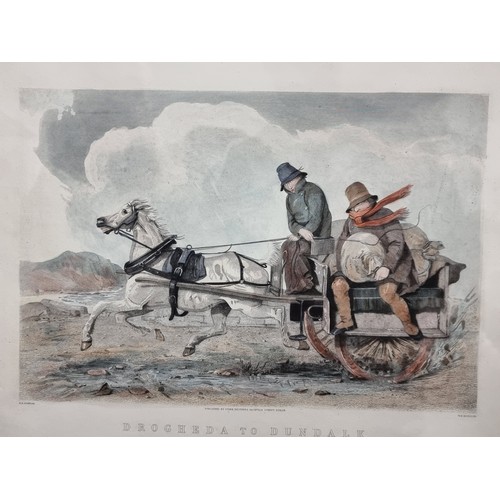 98 - Super pair of large coloured 19th century Irish Prints titled Drogheda to Dundalk and Donnybrook to ... 