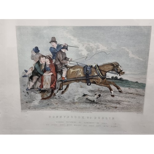 98 - Super pair of large coloured 19th century Irish Prints titled Drogheda to Dundalk and Donnybrook to ... 