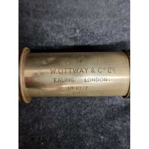 108 - A superb antique brass W. Ottway & Co single draw military telescope, with extending draw tube, ligh... 