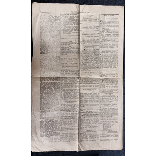 114 - An antique rare original newspaper excerpt from the ''The Times'' dated to October 3rd 1798 and deta... 