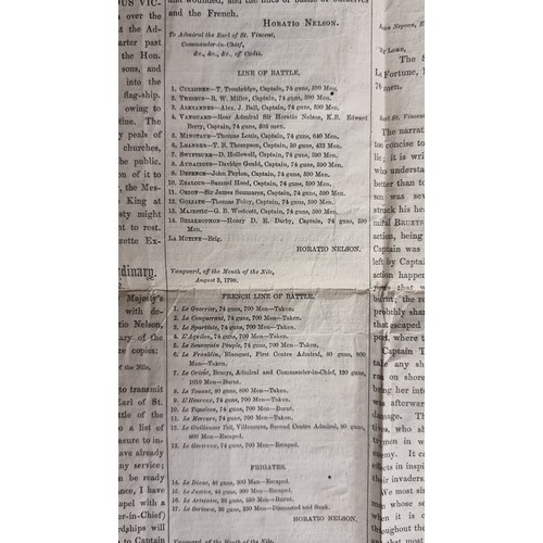 114 - An antique rare original newspaper excerpt from the ''The Times'' dated to October 3rd 1798 and deta... 