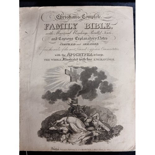 121 - An early 19th century, antique copy of ''The Christian's Complete Family Bible'' published by J. Cha... 