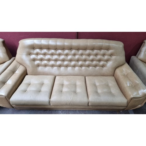 339 - Star Lot: An outstanding three-piece mid-century modern sofa suite. Comprising of two generous arm c... 